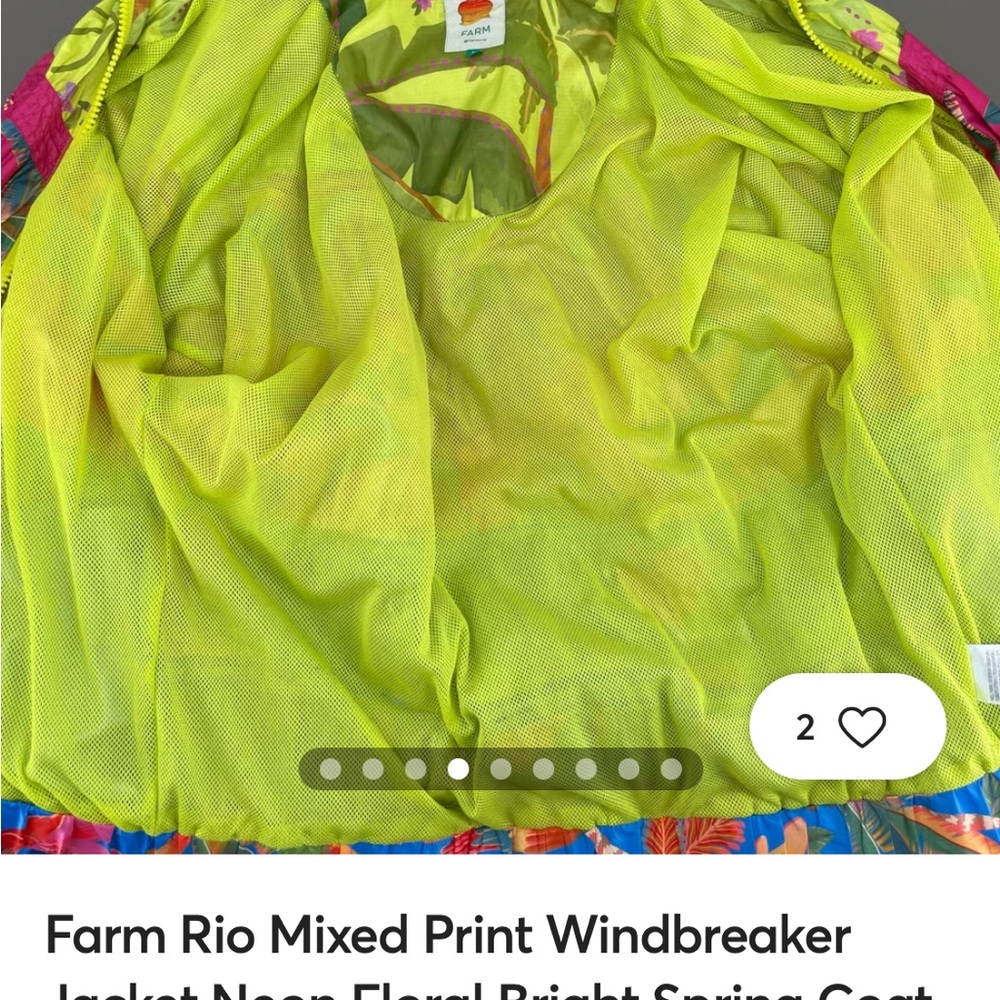NWT Farm Rio Neon Floral Windbreaker Jacket multi colored - Picture 3 of 8